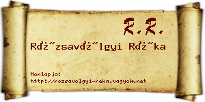 Rózsavölgyi Réka névjegykártya